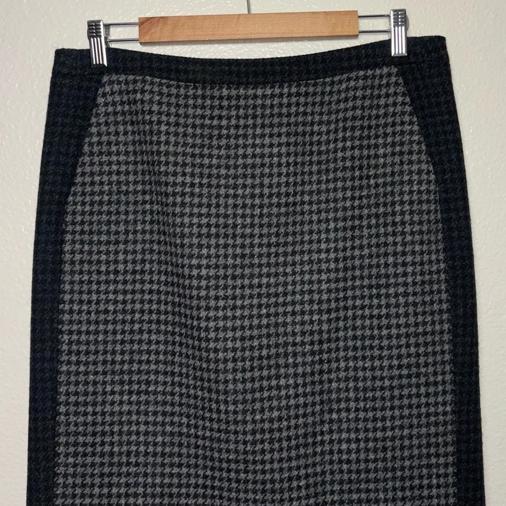 J. Crew Colorblock pencil skirt in houndstooth wool blend women's 8 Black & Gray